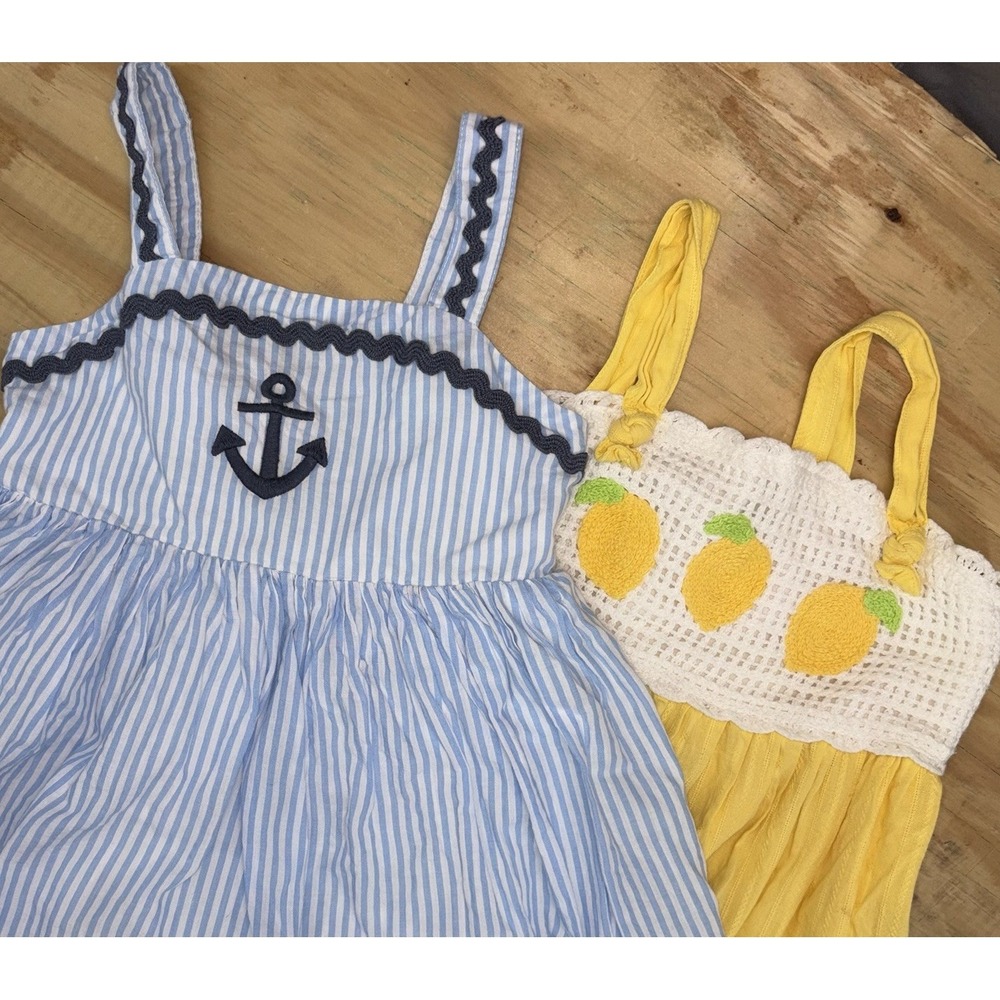 Lot of 2 Tommy‎ Bahama Girls Sun Dress 4T Smocked Tiered Ruffle Sleeveless